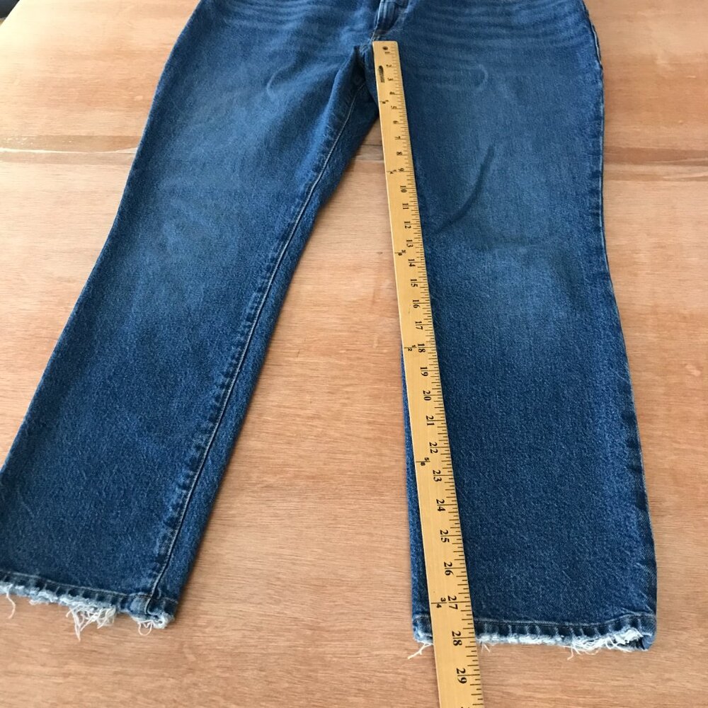 Good American Good Classics Jeans Women 14/32 Blue High Rise Raw Hem Stretch - Picture 6 of 12